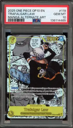 One Piece CCG Trafalgar Law Manga Alternate Art OP10-119 PSA 10 Gem Mint - Image 1