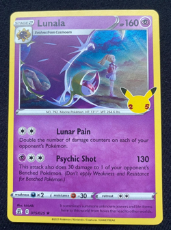POKEMON TCG: LUNALA 015/025 25TH CELEBRATIONS HOLO RARE CARD (LP) - Image 1