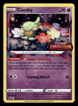 Comfey SWSH242 Holo Rare Lost Origin Stamp Black Star Promo Pokemon Card - Image 1