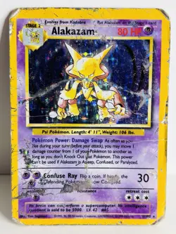 Alakazam Holo Card 001/102 Base Set Pokemon Card HP - Image 1