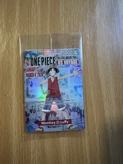 Bandai Namco Monkey.D.Luffy One Piece CCG US Voyage Promo Holo Character Card - Image 1