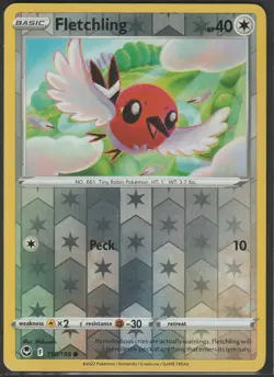 150/195 FLETCHLING REVERSE HOLO SILVER TEMPEST POKEMON CARD LP - Image 1