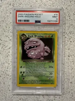 Pokemon TCG Dark Weezing Team Rocket 14/82 Holo Unlimited Rare Card PSA 9 - Image 1