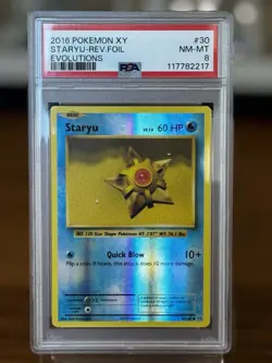 2016 POKEMON XY EVOLUTIONS STARYU #30-REVERSE FOIL - PSA 8 - NEW SLAB - Image 1