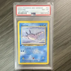 Pokemon Mantine 64/111 Neo Genesis 1st Edition Regular Common 2000 English PSA 8 - Image 1
