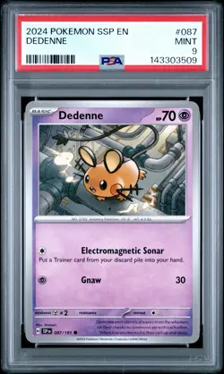 2024 POKEMON SSP EN-SURGING SPARKS #087 DEDENNE PSA 9 - Image 1