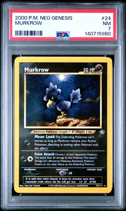2000 POKEMON NEO GENESIS #24 MURKROW PSA 7 - Image 1