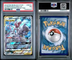 2019 Pokemon SM Black Star Promo Mewtwo & Mew GX Fa Partner Tins PSA 7 #SM191 - Image 3