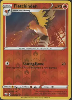 Fletchinder SWSH03: Darkness Ablaze Pokemon #031/189 Reverse Holo NM - Image 1
