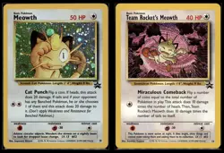 1998 Pokemon Black Star Promo Lot Meowth 10 Holo Team Rocket's Meowth 18 - LP-MP - Image 1