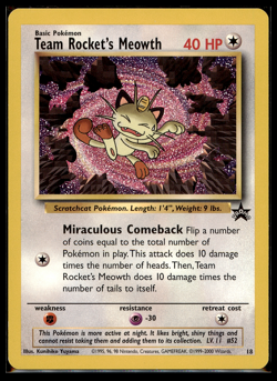 1998 Pokemon Black Star Promo Lot Meowth 10 Holo Team Rocket's Meowth 18 - LP-MP - Image 4