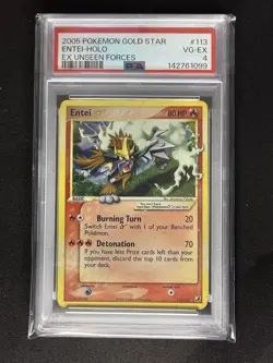 2005 POKEMON EX UNSEEN FORCES GOLD STAR #113 ENTEI-HOLO PSA 4 - Image 1