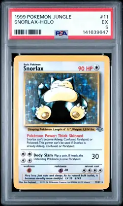1999 POKEMON JUNGLE #11 SNORLAX-HOLO PSA 5 - Image 1