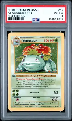 PSA 4 Venusaur Holo 15/102 1st Edition Pokemon Game - Image 1