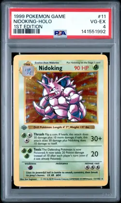 PSA 4 Nidoking Holo 11/102 1st Edition Pokemon Game - Image 1