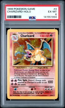 PSA 6 Charizard Holo 4/102 Pokemon Game - Image 1