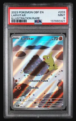 2023 POKEMON OBF EN-OBSIDIAN FLAMES ILLUSTRATION RARE #203 LARVITAR PSA 9 - Image 1