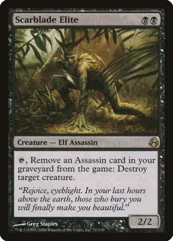 Scarblade Elite Morningtide HEAVILY PLD Black Rare MAGIC GATHERING CARD ABUGames - Image 1