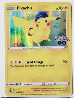 HOLO Pikachu 028/078 NM / M - RARE Pokemon GO TCG Card - Narumi Sato Art - Image 1
