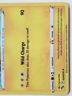 HOLO Pikachu 028/078 NM / M - RARE Pokemon GO TCG Card - Narumi Sato Art - Image 4