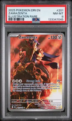 2025 POKEMON DRI EN-DESTINED RIVALS ILLUSTRATION RARE #201 ZAMAZENTA PSA 8 - Image 1