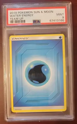 PSA 9 MINT POKEMON 2019 Sun & Moon Team Up Water Energy - Image 1