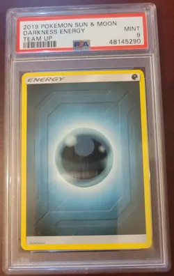 PSA 9 MINT POKEMON 2019 Sun & Moon Team Up Darkness Energy - Image 1