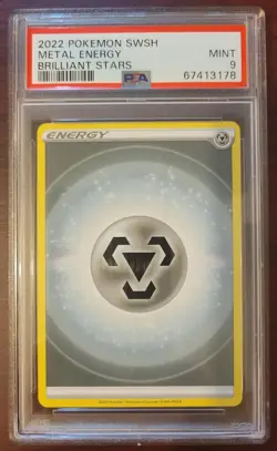 PSA 9 MINT POKEMON 2022 Sword & Shield Brilliant Stars Metal Energy - Image 1