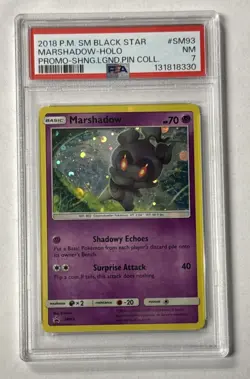 2018 POKEMON SM PROMO SHINING LEGENDS PIN COLLECTION MARSHADOW - HOLO PSA 7 NM - Image 1