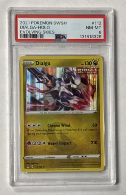 2021 POKEMON SWORD & SHIELD EVOLVING SKIES #112 DIALGA - HOLO PSA 8 NM-MT - Image 1