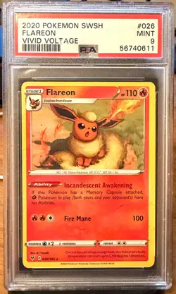 Flareon 026/185 Swsh04: Vivid Voltage Regular Pokemon PSA 9 Mint - Image 1