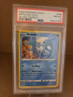 2022 Pokemon SWSH Articuno-Holo Silver Tempest #36 PSA 8 - Image 1