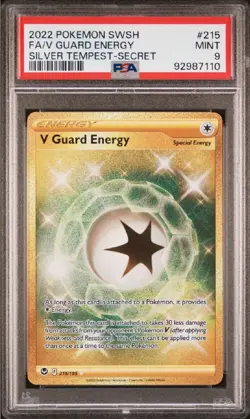 2022 Pokemon SWSH Silver Tempest V Guard Energy Full Art 215/195 PSA 9 Mint - Image 1