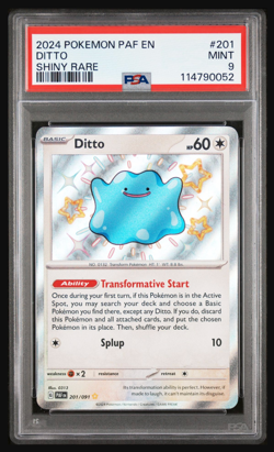 POKEMON 2024 Paldean Fates Shiny Rare DITTO #201 PSA 9 Mint RARE - Image 1
