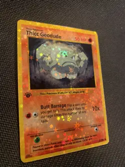 Thicc Geodude (Alternative Custom Art ) Holografic Card - Image 2