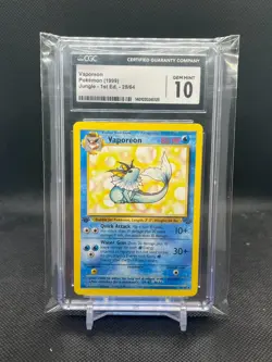 CGC 10 GEM MINT Vaporeon 1st Edition 1999 Jungle 28/64 Pokemon - Image 1