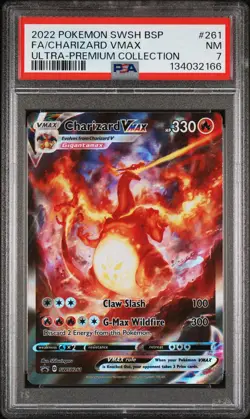 2022 POKEMON SWSH BLACK STAR PROMO #261 FULL ART/CHARIZARD VMAX PSA 7 - Image 1