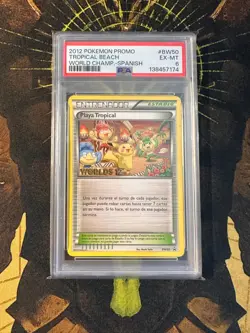 Pokemon Spanish Tropical Beach BW50 Worlds 2012 PSA 6 - Image 1