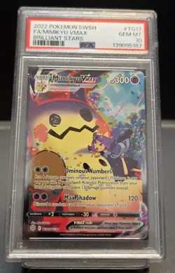 2022 POKEMON SWORD & SHIELD BRILLIANT STARS #TG17 FULL ART/MIMIKYU VMAX PSA 10 - Image 1