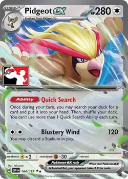 1x Pidgeot ex (#164/197) - Holofoil NM Eng Pokemon - Prize Pack Series - Image 1