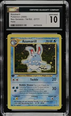 Pokemon TCG Azumarill Neo Genesis Holo Card 2/111 1st Edition Rare GRADE 10 - Image 1