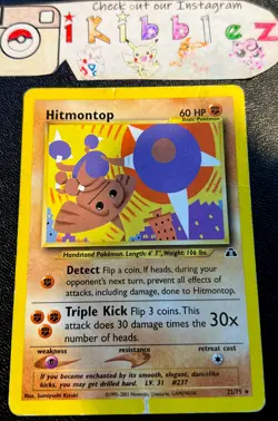 Hitmontop 22/75 HP Non Holo Rare Neo Discovery Pokemon Card! - Image 1