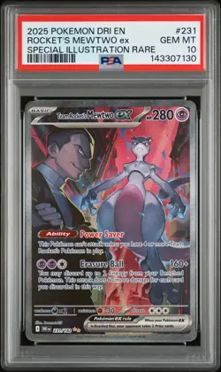 2025 POKEMON DRI EN-DESTINED RIVALS #231 TEAM ROCKET'S MEWTWO EX PSA 10 - Image 1