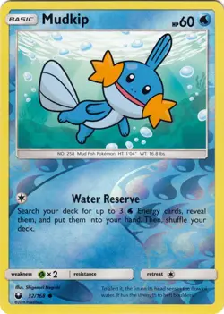 Lightly Played Mudkip - 32/168 - Common - Reverse Holo Pokemon Celestial Storm - Image 1