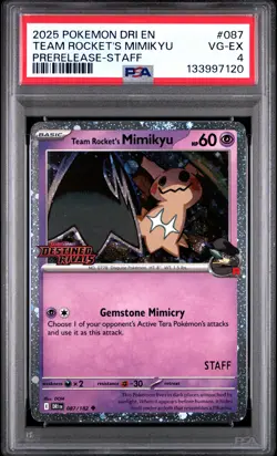 2025 POKEMON DRI EN-DESTINED RIVALS #087 TEAM ROCKET'S MIMIKYU PSA 4 - Image 1