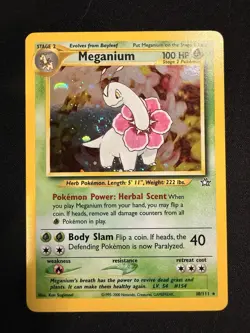 🌀 Pokemon TCG Meganium Neo Genesis Holo Rare 10/111 Unlimited 🌀 Swirl 🌀 - Image 1