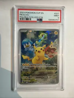 PSA 9 Mint Pokemon Pikachu Paldea Evolved ETB Promo #27 - Image 1