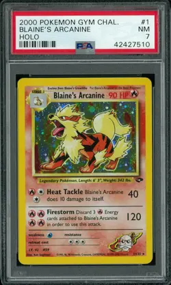 Pokemon Gym Challenge Blaine's Arcanine 1/132 PSA 7 - Image 1