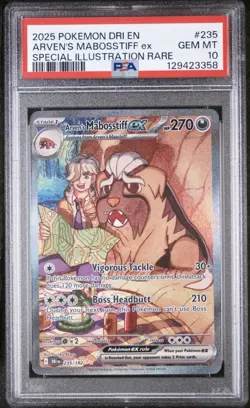 2025 POKEMON DESTINED RIVALS 235/182 ARVEN'S MABOSSTIFF EX SIR PSA 10 GEM MINT - Image 1