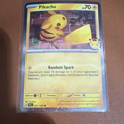 Pokemon Pikachu 051/162 Miscellaneous Stamped Holo Basic HP 70 Random Spark - Image 1